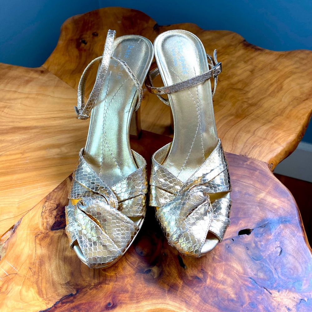 Gently used Kate Spade gold metallic platforms